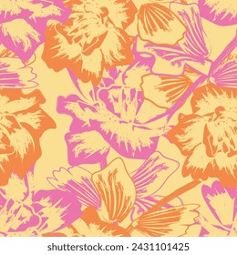 Colourful Abstract Floral seamless pattern design for fashion textiles, graphics, backgrounds and crafts