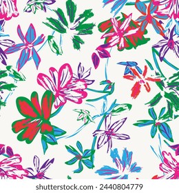 Colourful Abstract Floral seamless pattern design for fashion textiles, graphics, backgrounds and crafts