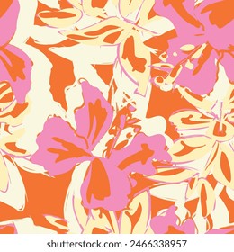 Colourful Abstract Floral seamless pattern design for fashion textiles, graphics, backgrounds and crafts