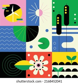 Colourful abstract geometric shapes background.