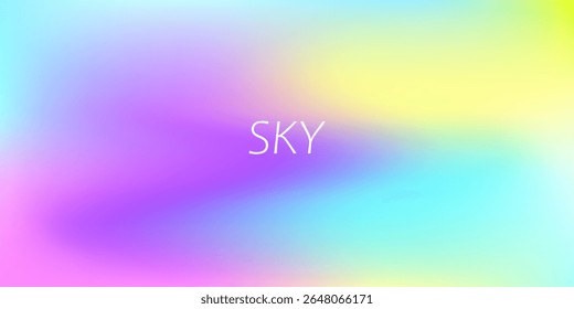 Colourful abstract gradient background with soft pastel hues of blue, purple , pink and yellow . Ideal for modern designs , Web, apps, branding , digital artwork. Perfect for modern. Vector EPS10.