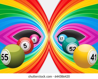 Colourful Abstract Landscape background with Bingo Lottery Balls