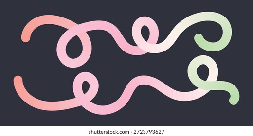 Colorida cinta abstracta en bucle que crea una forma infinita con hermosas transiciones degradadas en tonos rosa pastel, melocotón, menta, verde azulado y coral. Diseño ondulado minimalista moderno que simboliza la eternidad, la conexión, la unidad y la energía ilimitada. Ideal para carteles, Fondos de pantalla, interfaces de App, papelería, patrones textiles y proyectos digitales creativos.