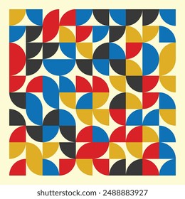 Colorido patrón abstracto. Fondo geométrico. Estilo Bauhaus. Ilustración vectorial