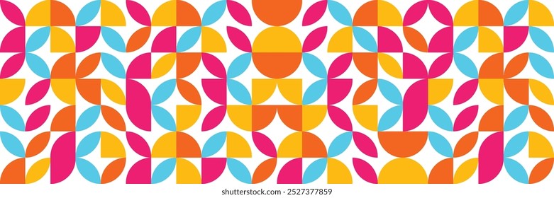 Colourful abstract pattern. Geometric background. Bauhaus style. Banner. Vector illustration