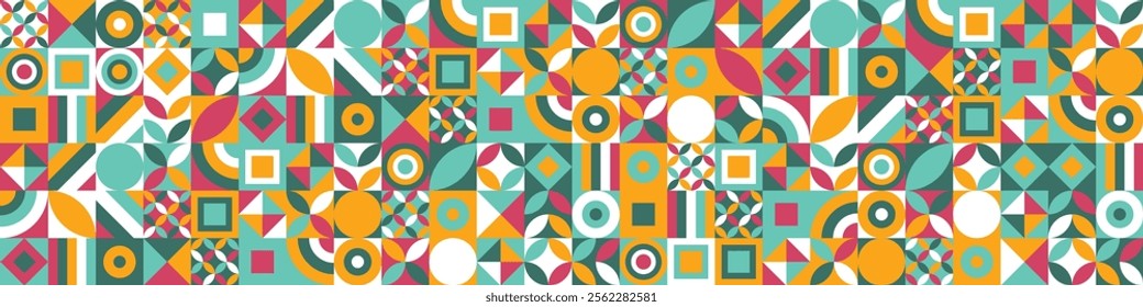 Colourful abstract pattern. Geometric background. Bauhaus style. Banner. Vector illustration