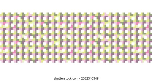 Colourful abstract seamless vector pattern Border for fashion, interior design and wallpaper. Modern playful geometric pattern with tiled polygons and squares on white background.
