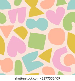 Colourful abstract texture with different shapes. Vector abstract pattern with bold organic shapes. Modern background - cut out shapes in bright vivid colours 