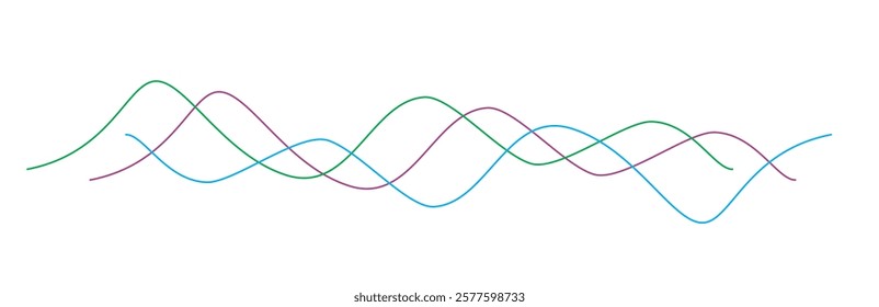 Colourful Abstract wavy black curved line. Line curve waves flow pattern vector element design