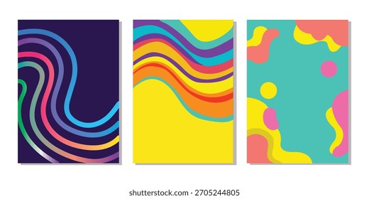 Colorido Abstractas Ondulado y Fluido Fondo Set – Vibrante Diseño de Patrón Moderno para Pósters, Branding y Proyectos Creativos