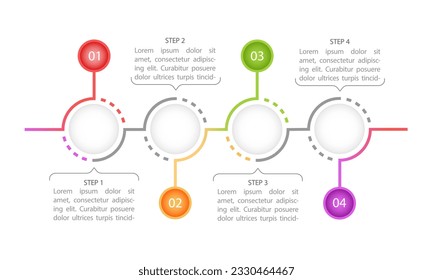Colourful academic circle infographic chart design template. Abstract vector infochart with blank copy spaces. Instructional graphics with 4 step sequence. Visual data presentation