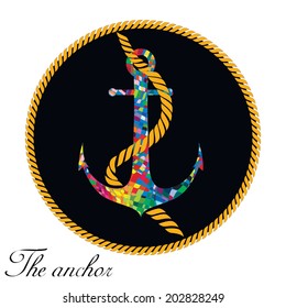 Colourful anchor on the black background. vector EPS