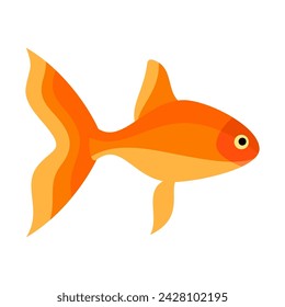 Colourful aquarium goldfish flat style vector illustration