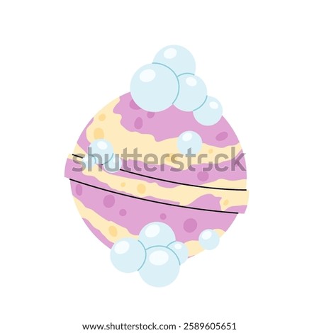 Colourful and aromatic bubble bath bomb. Cosmetics. Product for bathing, relaxation, spa procedures. Beauty and body care.