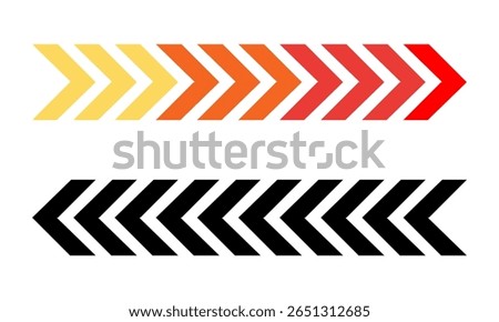 colourful arrow and black arrow. dynamic moving arrow representing speed, acceleration, fast. transparent png and vector illustration.