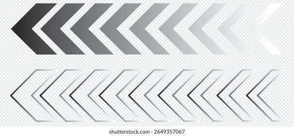 colourful arrow. dynamic moving arrow representing speed, acceleration, fast. transparent png and vector illustration.