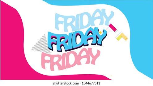 colourful background with letter friday.-vector illustration