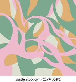 Farbiger Hintergrund. Weiche Farben. Lineare Abstraktionen. Rosa und grün. Digitale Vektorgrafik: Linien und Farben