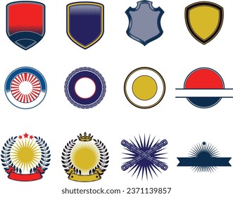 Colourful Badge Pack For Logo Design, Logo Frame, Shield, Circle, Harvest, Chain
