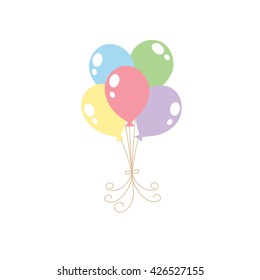 Colourful balloons in group isolated.