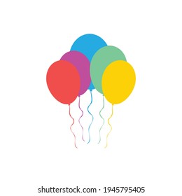 Icono de globos coloridos aislado en fondo blanco. Ilustración vectorial.