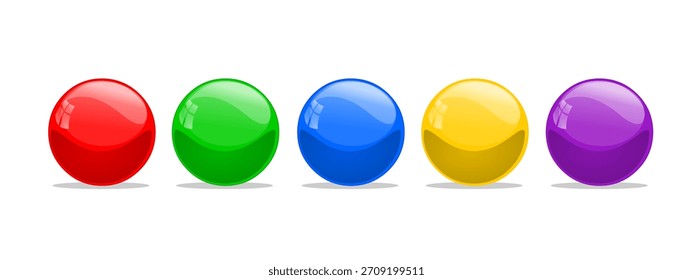 Diseño colorido del Vector de las bolas, ilustración hermosa brillante de las bolas, rojo, verde, azul, amarillo, púrpura, Arte vectorial