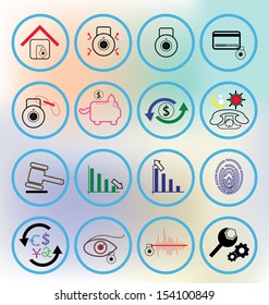 Colourful banking icon. Can be used for internet banking, Mobile device and application.