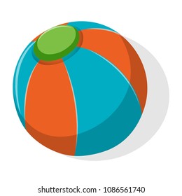 A Colourful Beach Ball on white Background illustration