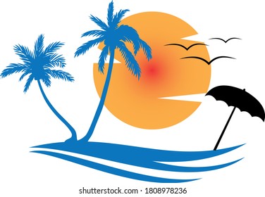 Colourful Beach logo design,vector illustration graphic design,