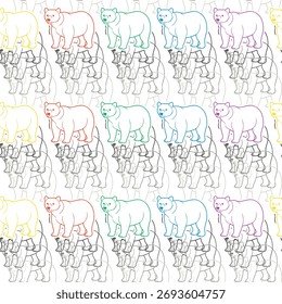 Colourful bear transparent seamless texture design