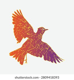 Colourful Bird of paradise flat vector design in colourful gradient, on light baclground.eps