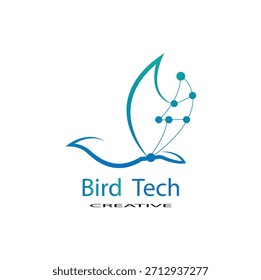 colorida Ilustración vectorial de diseño de logotipos de Bird Tech. Plantilla de color degradado del logotipo de la tecnología de aves