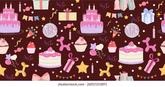 colourful birthday party illustration vector 