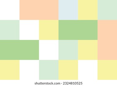 Colourful block background. Colourful block pattern. Print design. Graphic design. Vector pattern. Geomatic wallpaper. Pastel colour. Abstract. Green, Yellow and White colours.