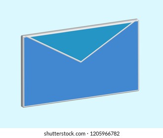 Colourful blue email 3D envelope icon in vector graphics
