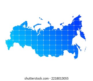 Colourful blue gradient bricks texture map of country Russia isolated on white background - vector illustration