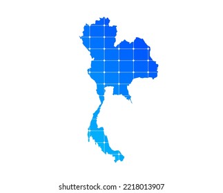 Colourful blue gradient bricks texture map of country Thailand isolated on white background - vector illustration