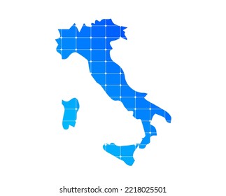 Colourful blue gradient bricks texture map of country Italy isolated on white background - vector illustration