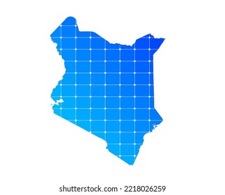 Colourful blue gradient bricks texture map of country Kenya isolated on white background - vector illustration