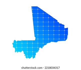 Mapa de textura de ladrillos de gradiente azul colorido del país Mali aislado en fondo blanco - ilustración vectorial