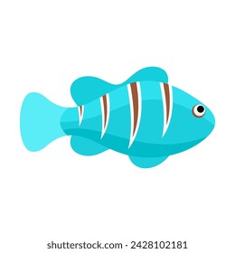 Colourful blue tropical fish. Aquarium fish. Flat style vector illustration.