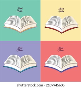 colourful book vector with open pages.