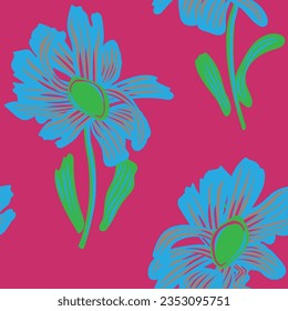 Farbiges, nahtloses botanisches, florales Muster-Design für Modetextilien, Grafiken, Hintergründe und Handwerk