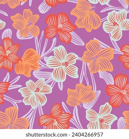 Colourful Botanical Floral seamless pattern design for fashion textiles, graphics, backgrounds and crafts