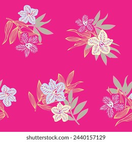 Diseño de patrón sin costura colorido botánico floral para textiles de moda, gráficos, fondos y artesanías