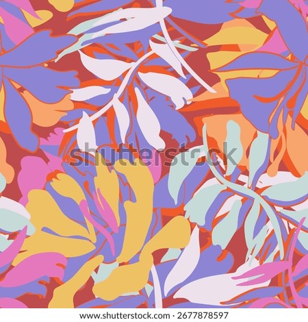 Colourful Botanical Floral seamless pattern design for fashion textiles, graphics, backgrounds and crafts