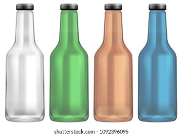 Botella de color en la ilustración de fondo blanco
