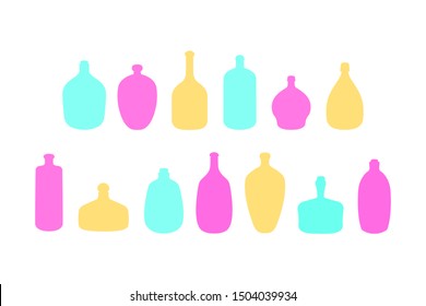 Colourful bottles. Vector collection. Minimalistic style.