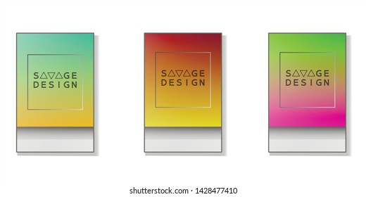 Colourful, bright, halftone covers. Gradient frame for texts