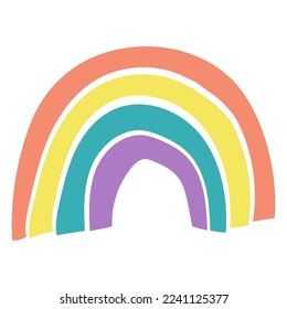 Colourful bright rainbow isoalted on white background. Hand drawn vector illustartion.